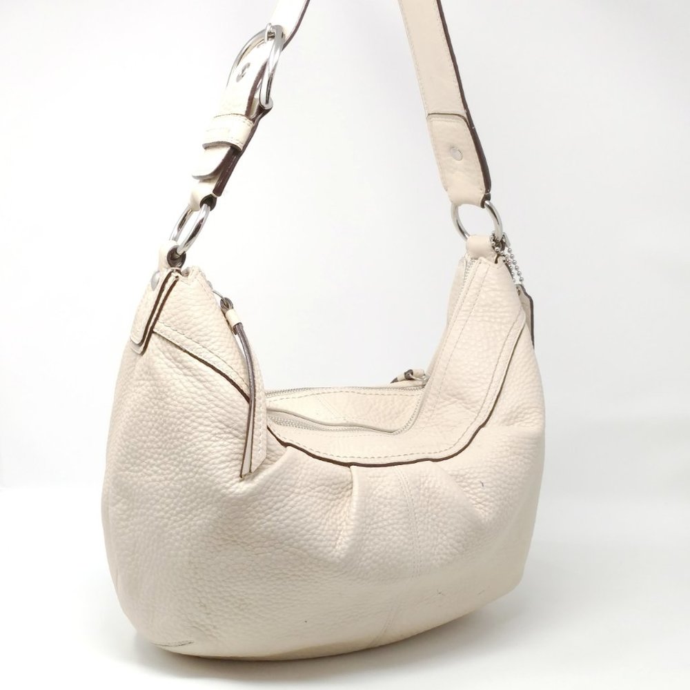 Coach Cream Pebbled Leather Hobo Bag F13731 EUC